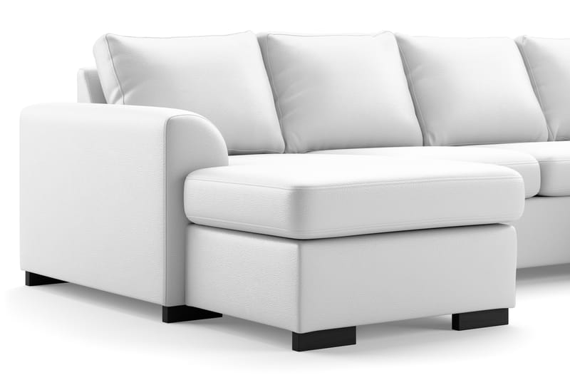 Porto 5-sits Vänstervänd U-formad Large Soffa med Divan och Schäslong i Konstläder - Vit - Möbler - Soffa - Skinnsoffa