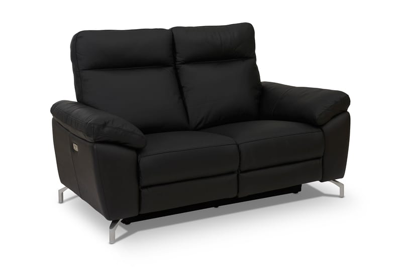 Reclinersoffa Ciela 2-sits Läder/PVC - Svart|Silver - Biosoffa & reclinersoffa - 2 sits biosoffa & reclinersoffa - Skinnsoffa