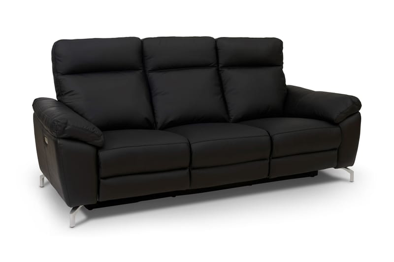 Reclinersoffa Ciela 3-sits Läder/PVC - Svart|Silver - Biosoffa & reclinersoffa - Skinnsoffa - 3 sits biosoffa & reclinersoffa