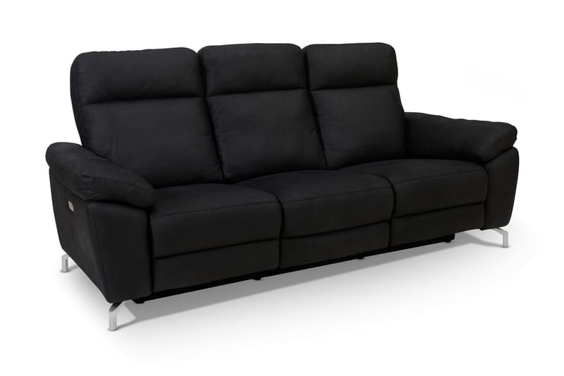 Reclinersoffa Ciela  3-sits - Svart|Silver - Biosoffa & reclinersoffa - Skinnsoffa - 3 sits biosoffa & reclinersoffa