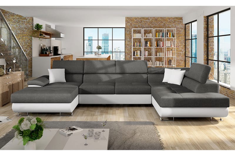 Reginia 6-sits Bäddsoffa - Vit/Grå - Möbler - Soffa - Skinnsoffa