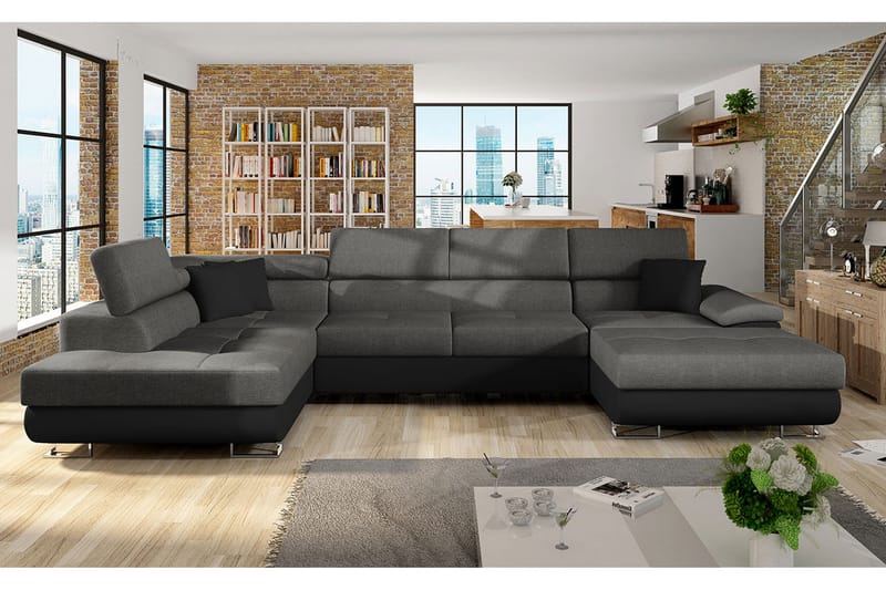 Reginia 8-sits Bäddsoffa - Grå/Svart - Möbler - Soffa - Bäddsoffa - Bäddsoffa divan