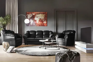Salvador 3-sits Soffa Konstläder - Svart/Konstläder - Möbler - Soffa - Skinnsoffa