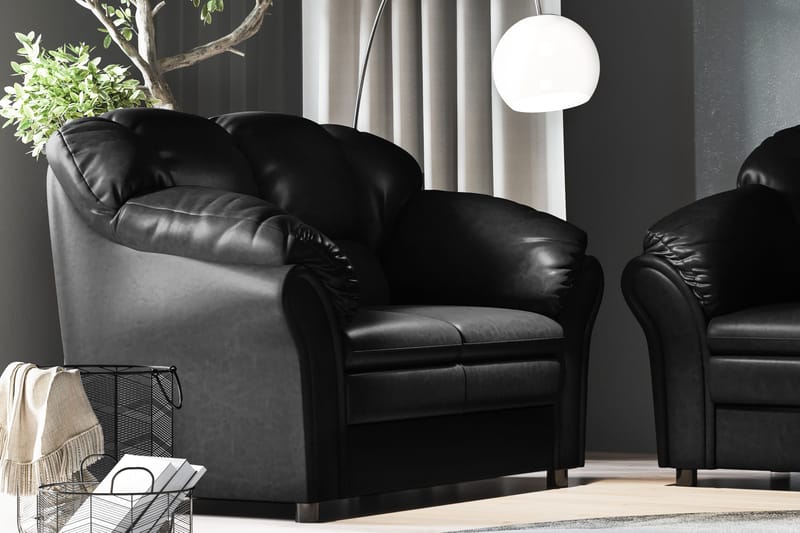 Salvador 3-sits Soffa Konstläder - Svart/Konstläder - Möbler - Soffa - Skinnsoffa