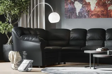 Salvador Stor Hörnsoffa Höger L formad - Svart / Konstläder - Möbler - Soffa - Skinnsoffa