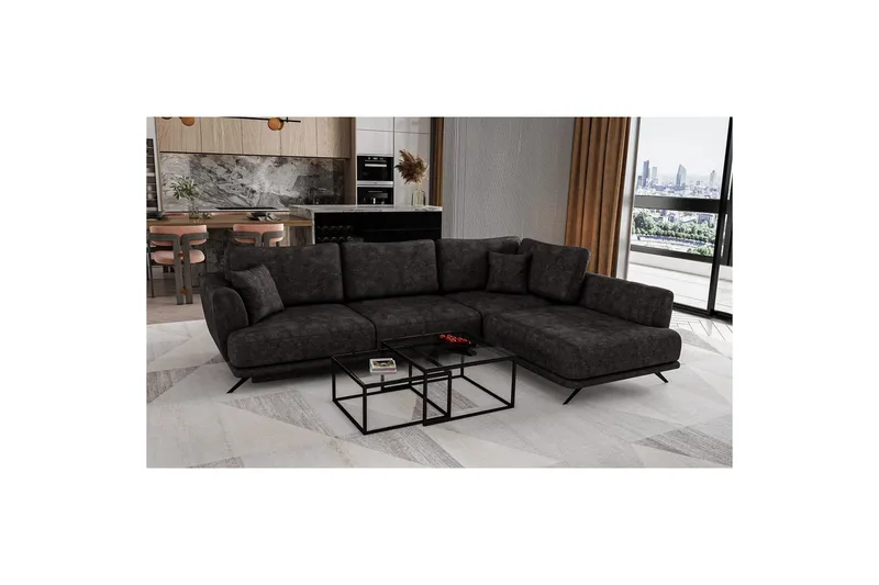 Sektion Eltap Larde 286x191x90 cm - Leve 6, Mörkgrå, Höger - Möbler - Soffa - Skinnsoffa