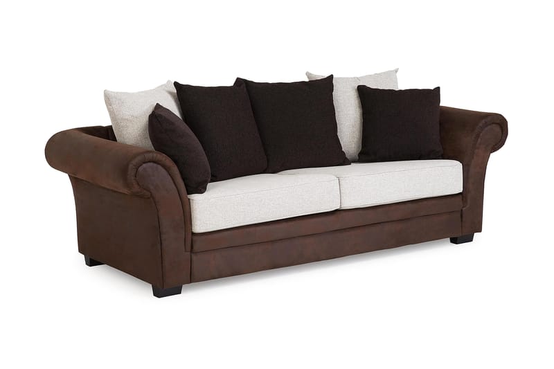 Soffa Aspen 3-sits - Brun|Beige - Skinnsoffa - Howardsoffa - 3 sits soffa