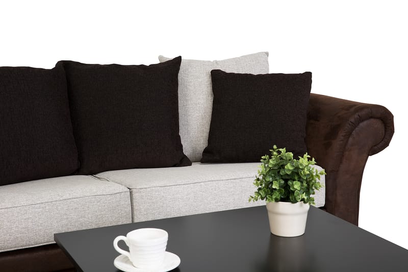 Soffa Aspen 3-sits - Brun|Beige - Skinnsoffa - Howardsoffa - 3 sits soffa