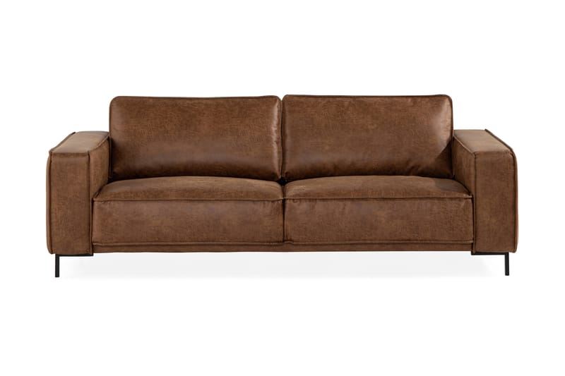 Soffa Minou 2,5-sits Bonded Leather - Brun - 2 sits soffa - Skinnsoffa