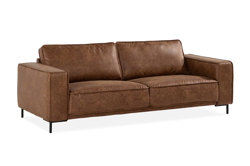 Soffa Minou 2,5-sits Bonded Leather - Brun - Möbler - Soffa - Skinnsoffa