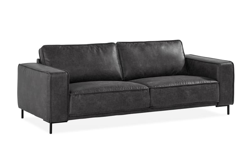 Soffa Minou 2,5-sits Bonded Leather - M�örkgrå - Skinnsoffa - 2 sits soffa