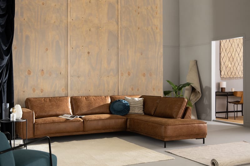 Soffa Minou 2,5-sits med Schäslong Höger Bonded Leather - Brun - Möbler - Soffa - Skinnsoffa