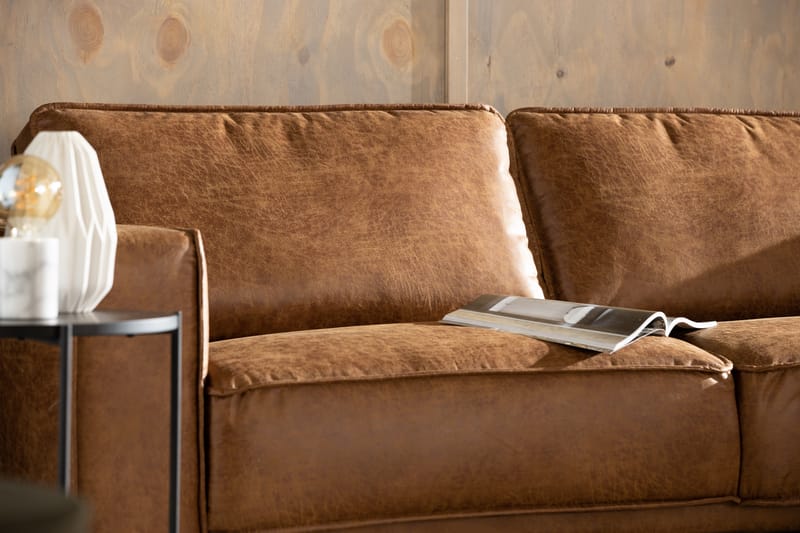 Soffa Minou 2,5-sits med Schäslong Höger Bonded Leather - Brun - Möbler - Soffa - Skinnsoffa