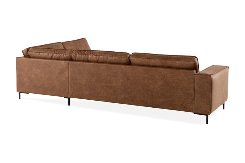 Soffa Minou 2,5-sits med Schäslong Höger Bonded Leather - Brun - 2 sits soffa med divan - Skinnsoffa - Divansoffa & schäslongsoffa