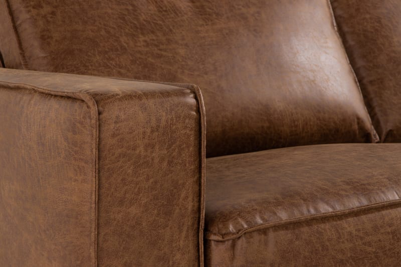 Soffa Minou 2,5-sits med Schäslong Höger Bonded Leather - Brun - Möbler - Soffa - Skinnsoffa