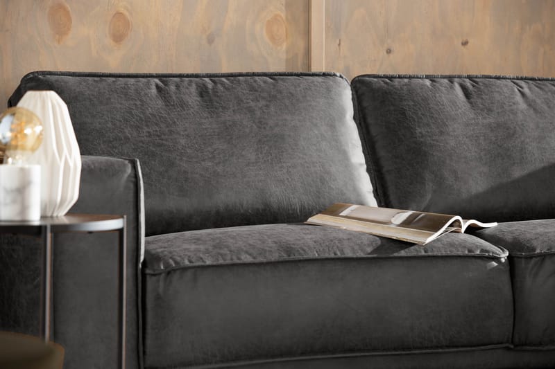 Soffa Minou 2,5-sits med Schäslong Höger Bonded Leather - Mörkgrå - Möbler - Soffa - Skinnsoffa