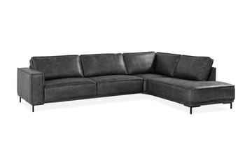 Soffa Minou 2,5-sits med Schäslong Höger Bonded Leather - Mörkgrå - Möbler - Soffa - Skinnsoffa