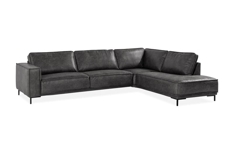 Soffa Minou 2,5-sits med Schäslong Höger Bonded Leather - Mörkgrå - Möbler - Soffa - Skinnsoffa
