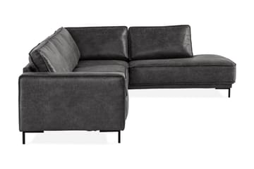 Soffa Minou 2,5-sits med Schäslong Höger Bonded Leather - Mörkgrå - Möbler - Soffa - Skinnsoffa