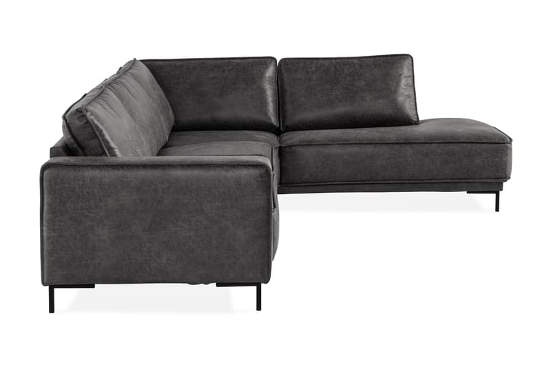 Soffa Minou 2,5-sits med Schäslong Höger Bonded Leather - Mörkgrå - 2 sits soffa med divan - Skinnsoffa - Divansoffa & schäslongsoffa
