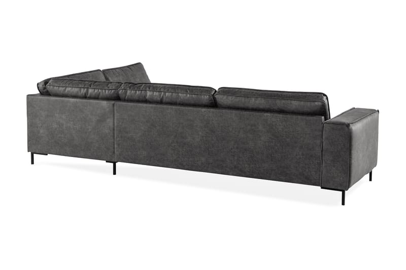 Soffa Minou 2,5-sits med Schäslong Höger Bonded Leather - Mörkgrå - 2 sits soffa med divan - Skinnsoffa - Divansoffa & schäslongsoffa