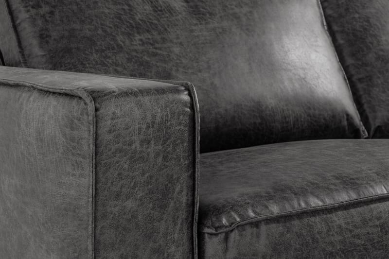 Soffa Minou 2,5-sits med Schäslong Höger Bonded Leather - Mörkgrå - Möbler - Soffa - Skinnsoffa