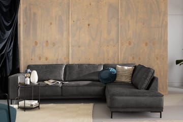 Soffa Minou 2,5-sits med Schäslong Höger Bonded Leather - Mörkgrå - Möbler - Soffa - Skinnsoffa