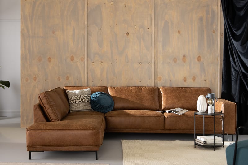 Soffa Minou 2,5-sits med Schäslong Vänster Bonded Leather - Brun - Möbler - Soffa - Skinnsoffa