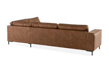 Soffa Minou 2,5-sits med Schäslong Vänster Bonded Leather - Brun - Möbler - Soffa - Skinnsoffa