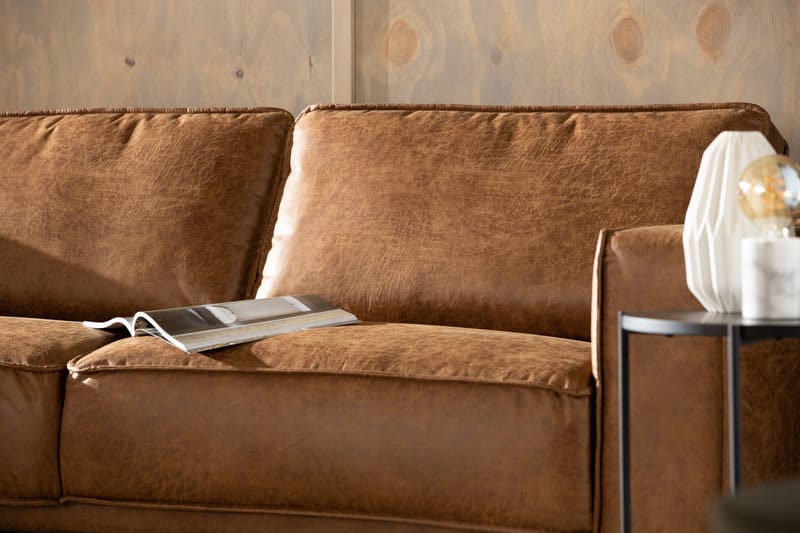Soffa Minou 2,5-sits med Schäslong Vänster Bonded Leather - Brun - Möbler - Soffa - Skinnsoffa