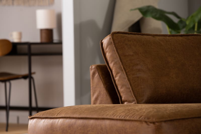 Soffa Minou 2,5-sits med Schäslong Vänster Bonded Leather - Brun - Möbler - Soffa - Skinnsoffa