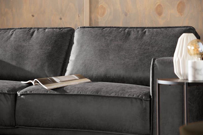 Soffa Minou 2,5-sits med Schäslong Vänster Bonded Leather - Mörkgrå - Möbler - Soffa - Skinnsoffa
