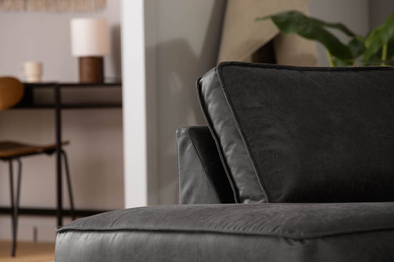 Soffa Minou 2,5-sits med Schäslong Vänster Bonded Leather - Mörkgrå - Möbler - Soffa - Skinnsoffa