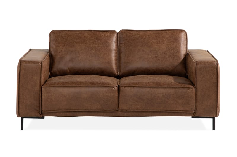 Soffa Minou 2-sits Bonded Leather - Brun - Skinnsoffa - 2 sits soffa
