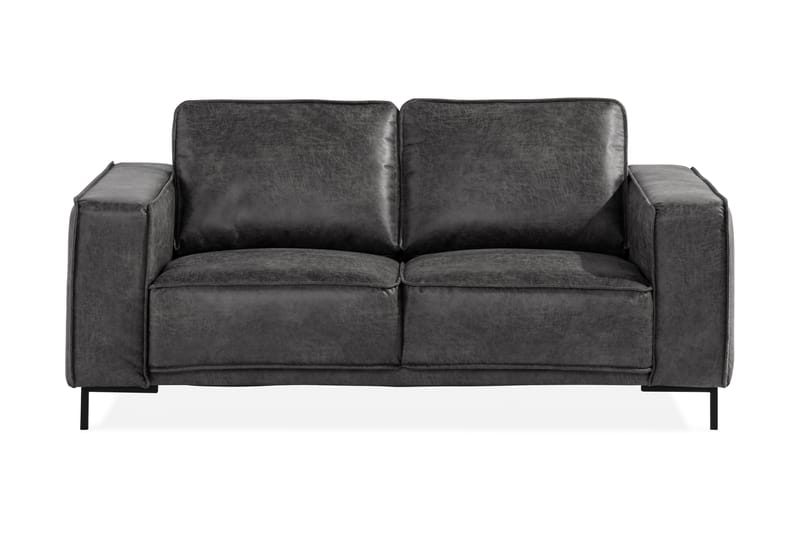 Soffa Minou 2-sits Bonded Leather - Mörkgrå - Skinnsoffa - 2 sits soffa