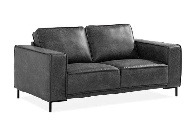 Soffa Minou 2-sits Bonded Leather - Mörkgrå - Skinnsoffa - 2 sits soffa