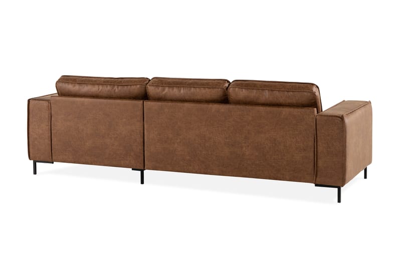 Soffa Minou 2-sits med Divan Höger Bonded Leather - Brun - 2 sits soffa med divan - Skinnsoffa - Divansoffa & schäslongsoffa