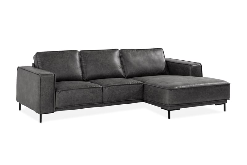 Soffa Minou 2-sits med Divan Höger Bonded Leather - Mörkgrå - Möbler - Soffa - Skinnsoffa