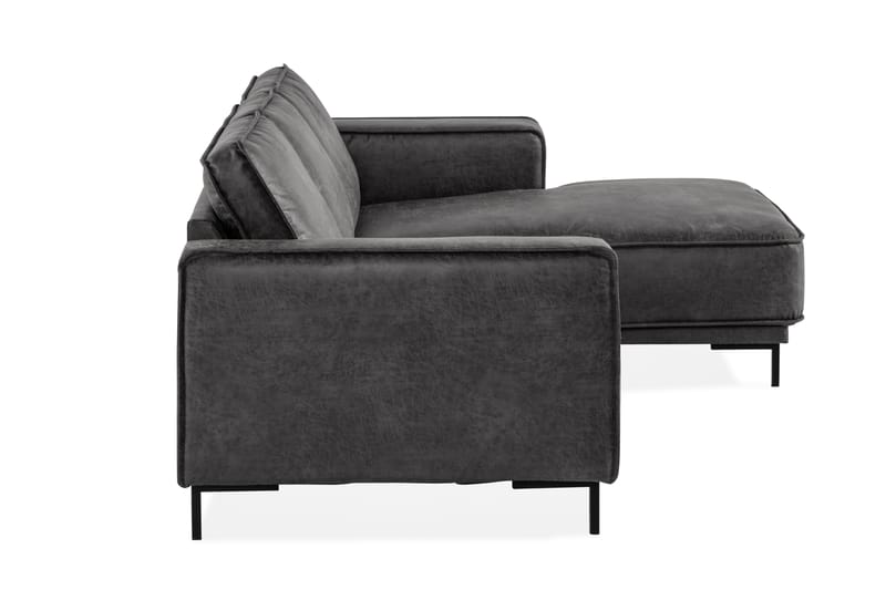 Soffa Minou 2-sits med Divan Höger Bonded Leather - Mörkgrå - 2 sits soffa med divan - Skinnsoffa - Divansoffa & schäslongsoffa