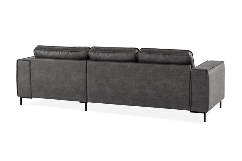 Soffa Minou 2-sits med Divan Höger Bonded Leather - Mörkgrå - 2 sits soffa med divan - Skinnsoffa - Divansoffa & schäslongsoffa
