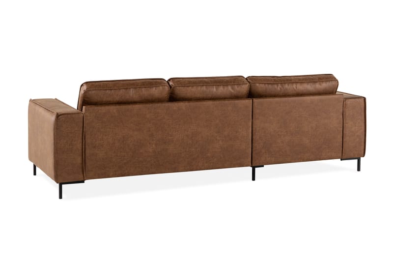 Soffa Minou 2-sits med Divan Vänster Bonded Leather - Brun - 2 sits soffa med divan - Skinnsoffa - Divansoffa & schäslongsoffa