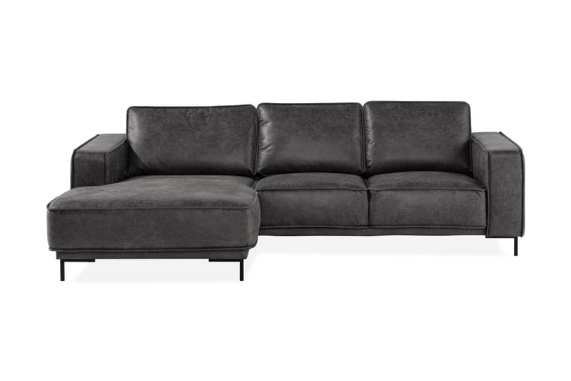 Soffa Minou 2-sits med Divan Vänster Bonded Leather - Mörkgrå - 2 sits soffa med divan - Skinnsoffa - Divansoffa & schäslongsoffa