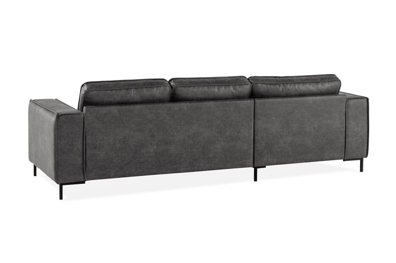Soffa Minou 2-sits med Divan Vänster Bonded Leather - Mörkgrå - 2 sits soffa med divan - Skinnsoffa - Divansoffa & schäslongsoffa