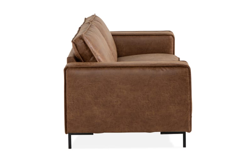 Soffa Minou 3-sits Bonded Leather - Brun - Skinnsoffa - 3 sits soffa