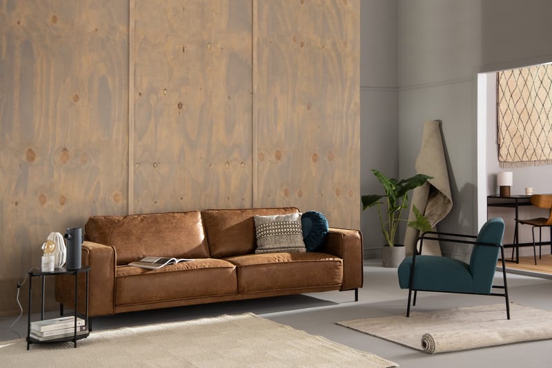 Soffa Minou 3-sits Bonded Leather - Brun - Möbler - Soffa - Skinnsoffa