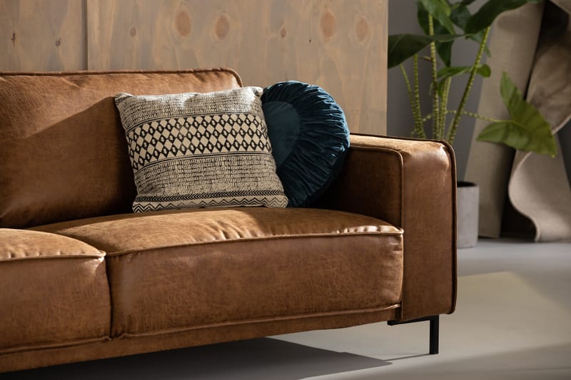 Soffa Minou 3-sits Bonded Leather - Brun - Möbler - Soffa - Skinnsoffa