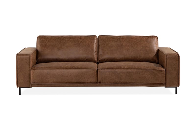 Soffa Minou 3-sits Bonded Leather - Brun - Skinnsoffa - 3 sits soffa