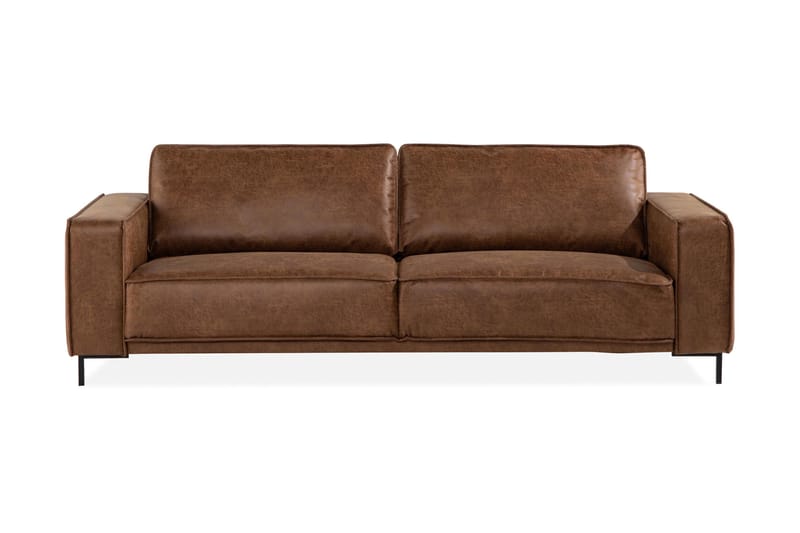 Soffa Minou 3-sits Bonded Leather - Brun - 3 sits soffa - Skinnsoffa