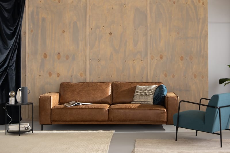 Soffa Minou 3-sits Bonded Leather - Brun - Möbler - Soffa - Skinnsoffa