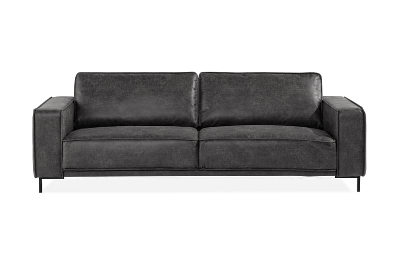 Soffa Minou 3-sits Bonded Leather - Mörkgrå - Skinnsoffa - 3 sits soffa